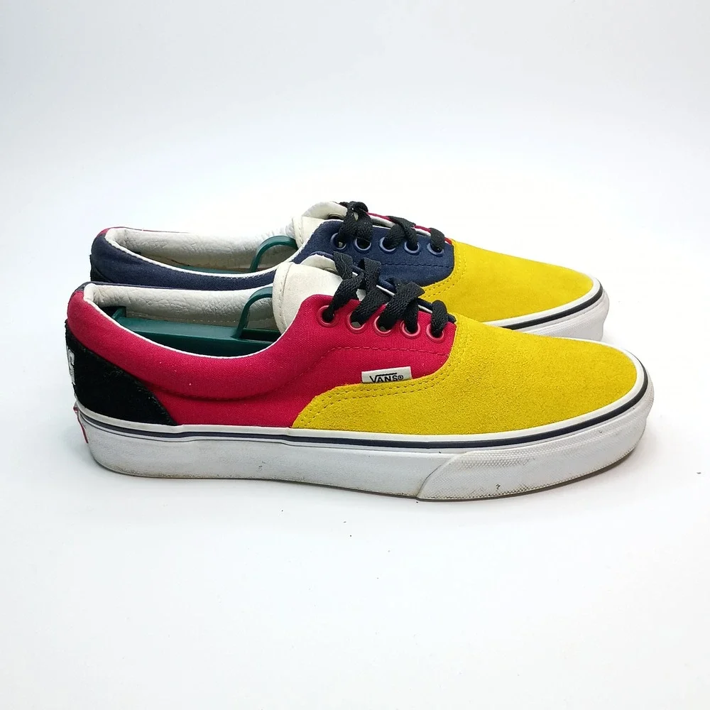 Vans Era Color Block Multi Color Yellow Red Blue Suede Canvas Sneakers Women 8.5